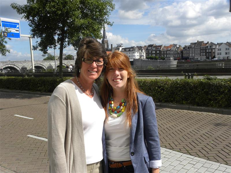 With Mom in front of the Maas River (this runs between downtown Maastricht and my apartment)
