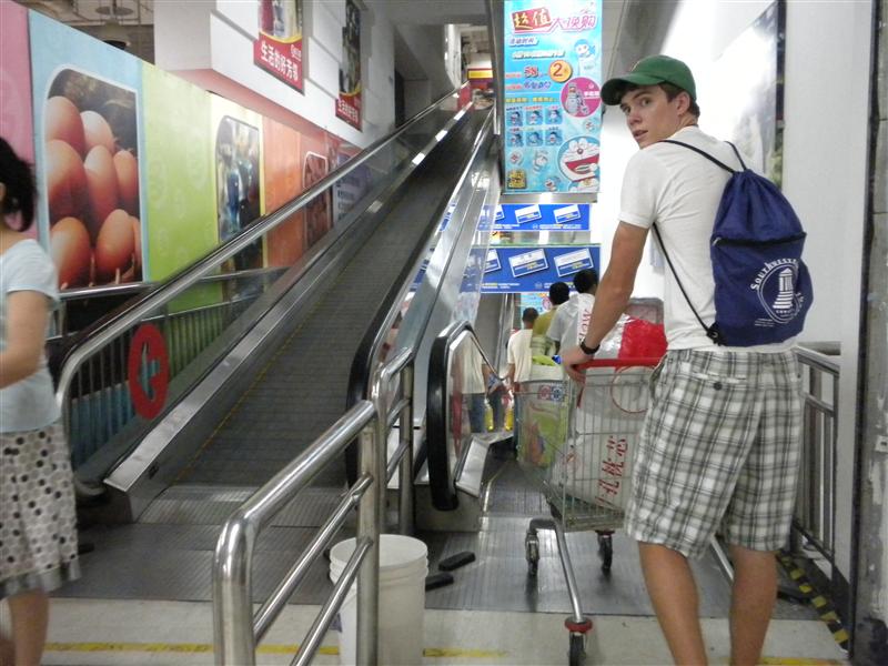 Aric taking the cart down to the first floor.